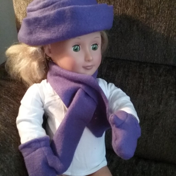 Handmade American Girl Doll Pattern Purple 3-Piece Fleece Set - Picture 1 of 1